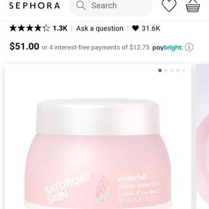 Saturday Skin Waterfall Glacier Water Cream